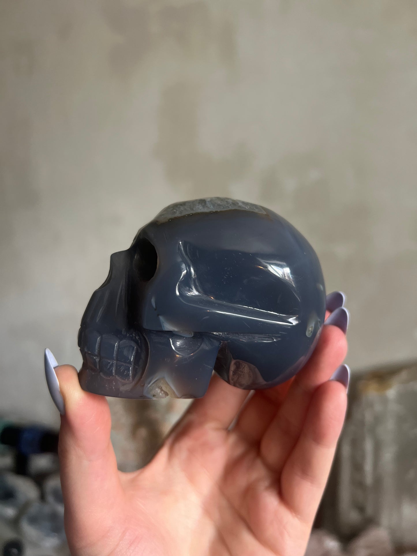 Druzy Agate Skull