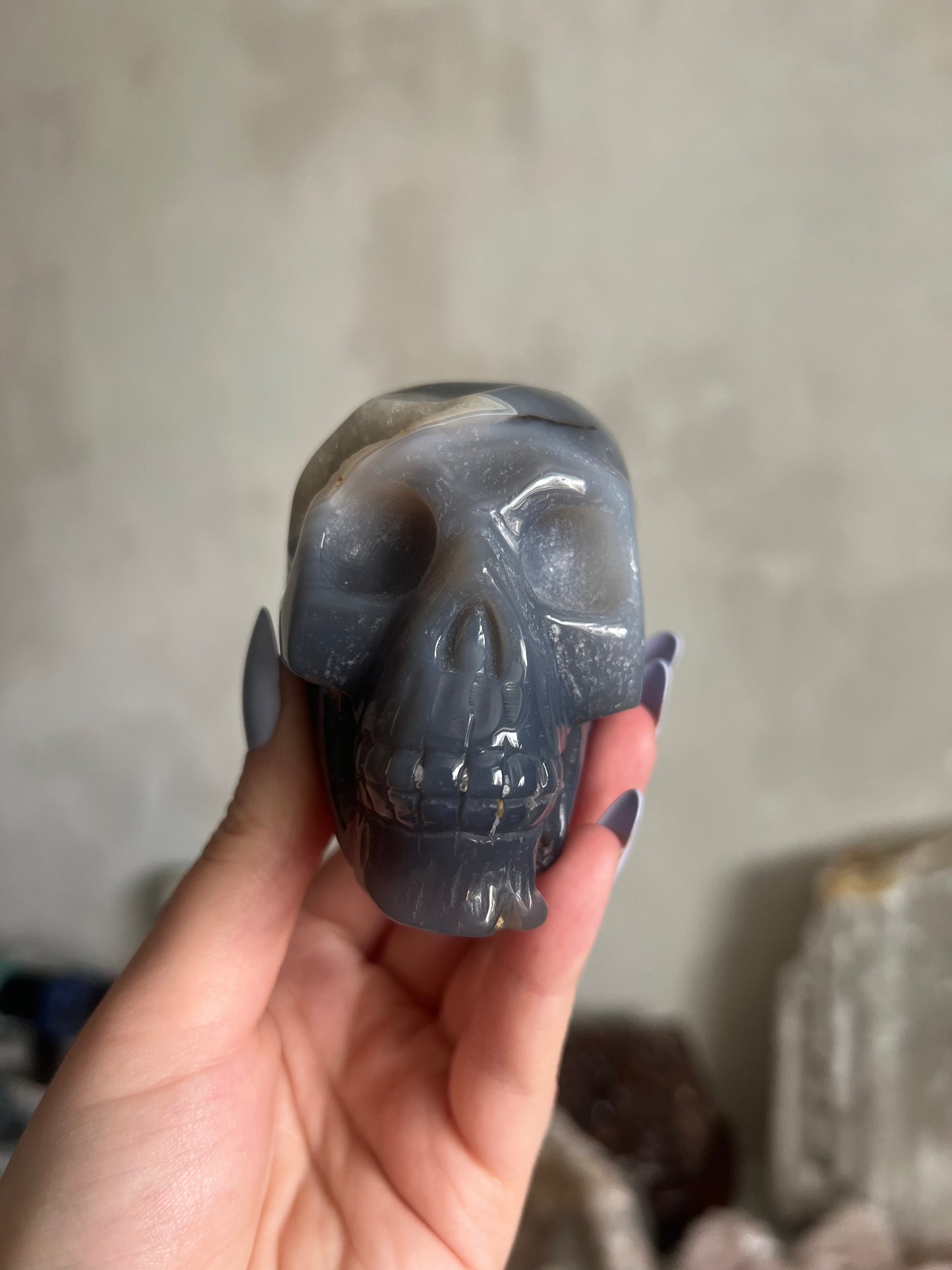 Druzy Agate Skull