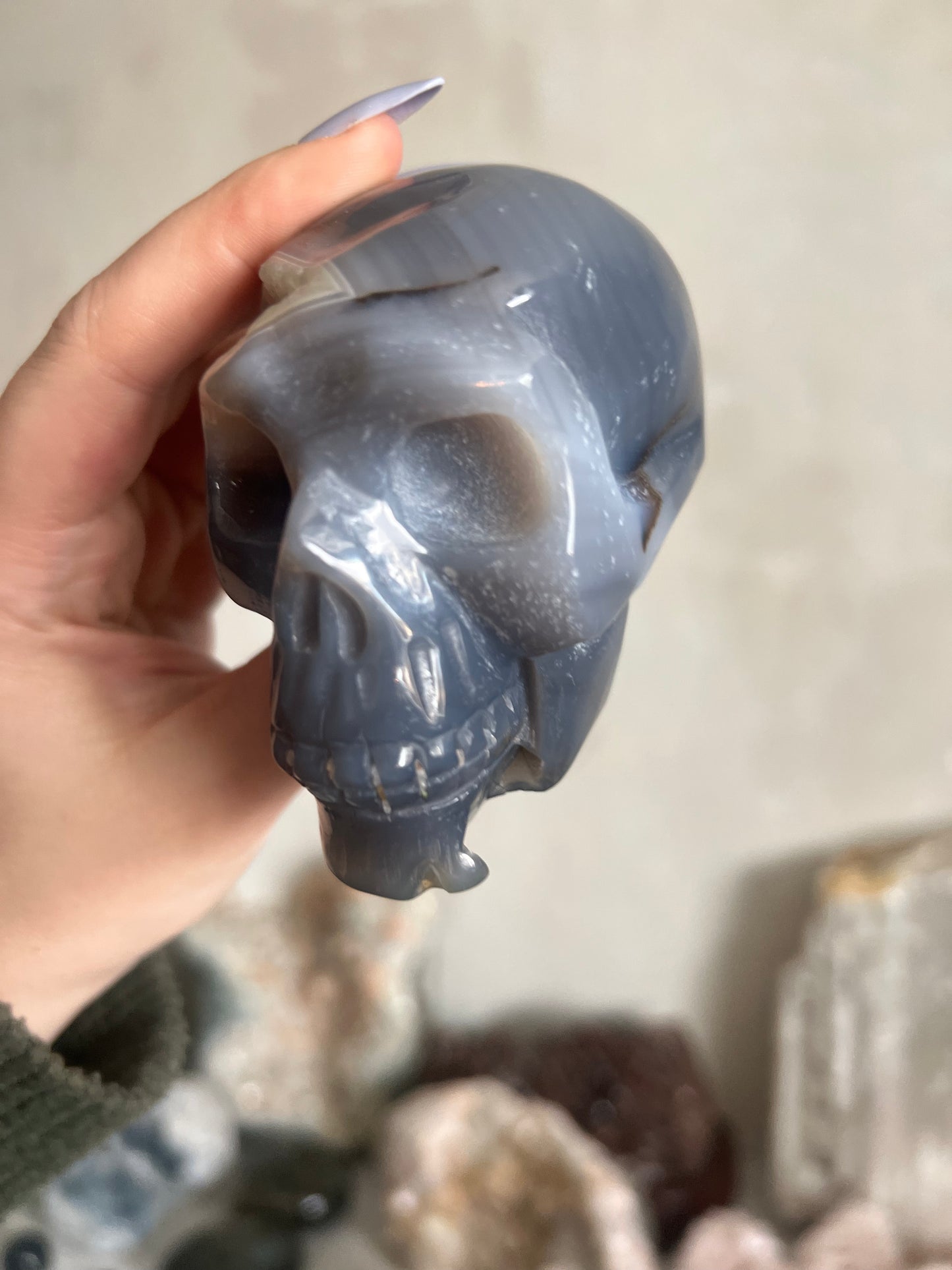 Druzy Agate Skull