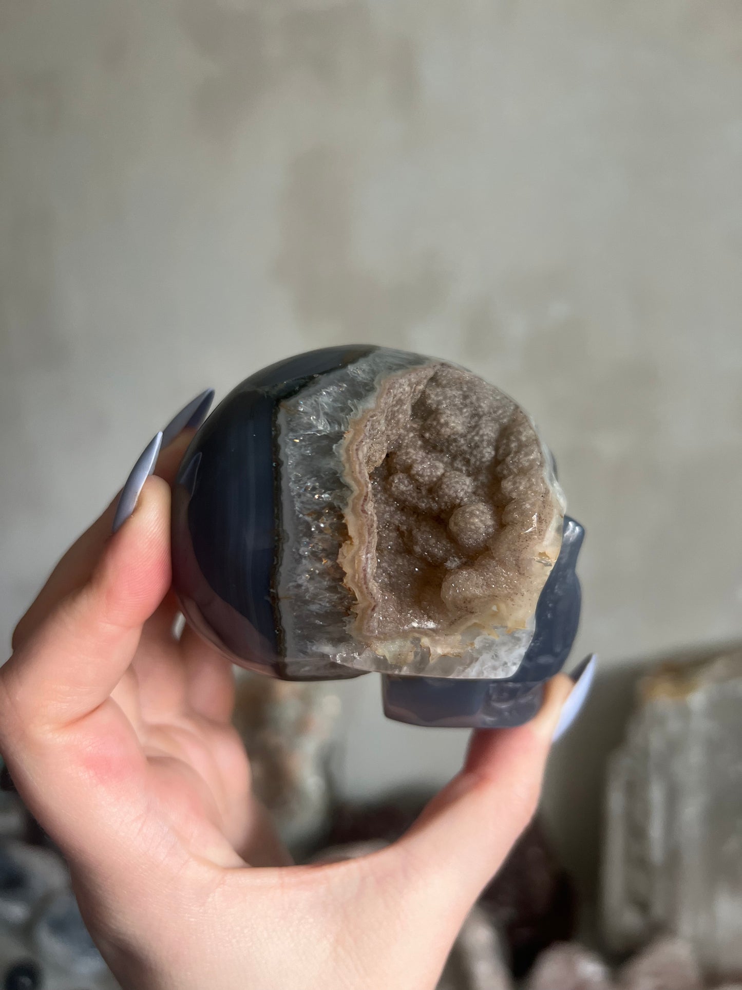 Druzy Agate Skull
