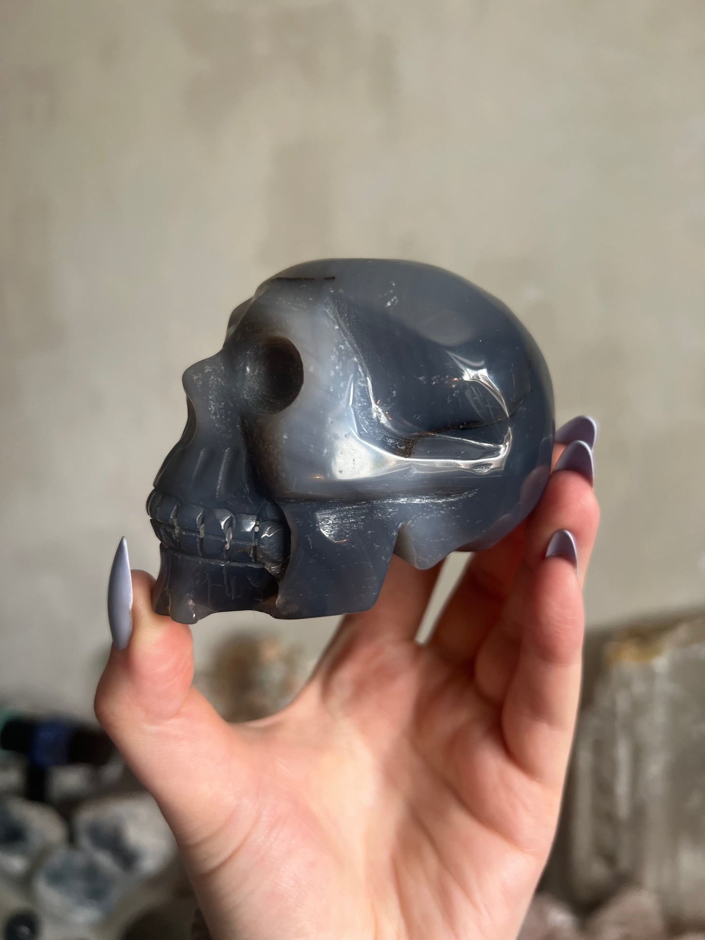 Druzy Agate Skull