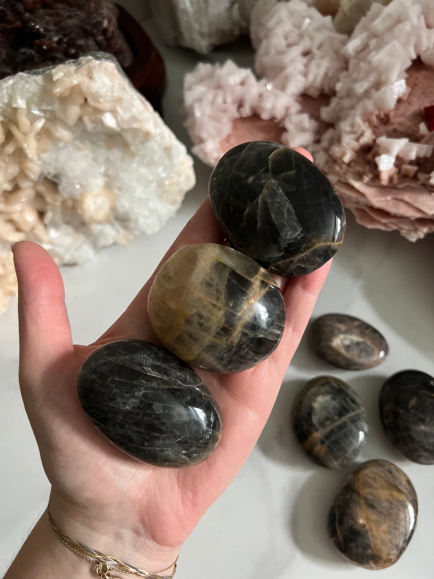 Black Moonstone Palm Stone